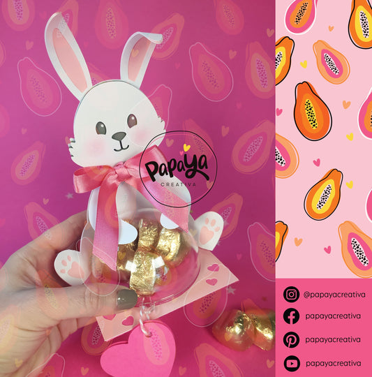 Lovely Bunny DIGITAL FILE Candy Holder / Dome size 8cm/ Open and close system envelope