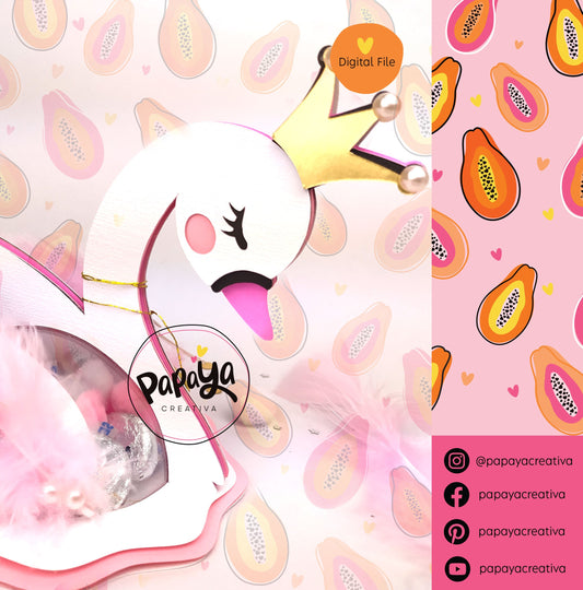Swan DIGITAL FILE Candy Holder / Dome size 8cm *dashed lines to open for sweets*