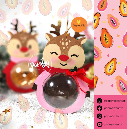 Reindeer Set Candy Holder (Digital File) SVG/ STUDIO Format / dome size 8cm/ open and close system