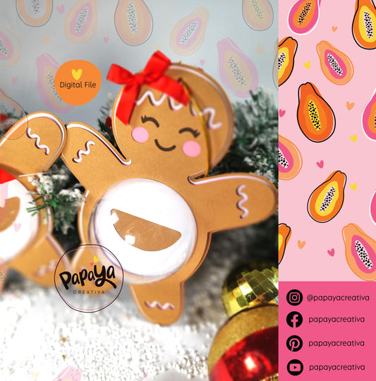Gingerbread Set Candy Holder (Digital File) SVG/ STUDIO Format / dome size 8cm/ open and close system