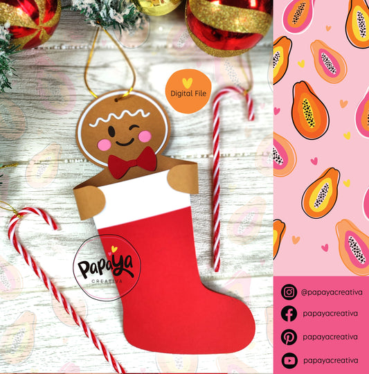 Gingerbread Christmas Stocking Holder (Digital File) SVG/ STUDIO Format