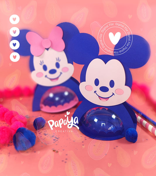 Minnie & Mickey Set DIGITAL FILE Candy Holders *Easy open/close system* (Dome 8cm)