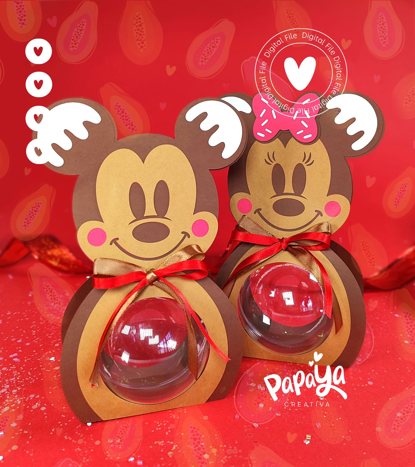 Ginger Mickey & Minnie Ornament holder Ball size 8