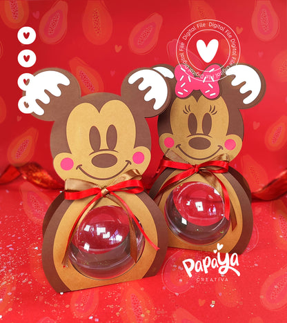 Ginger Mickey & Minnie Ornament holder Ball size 8