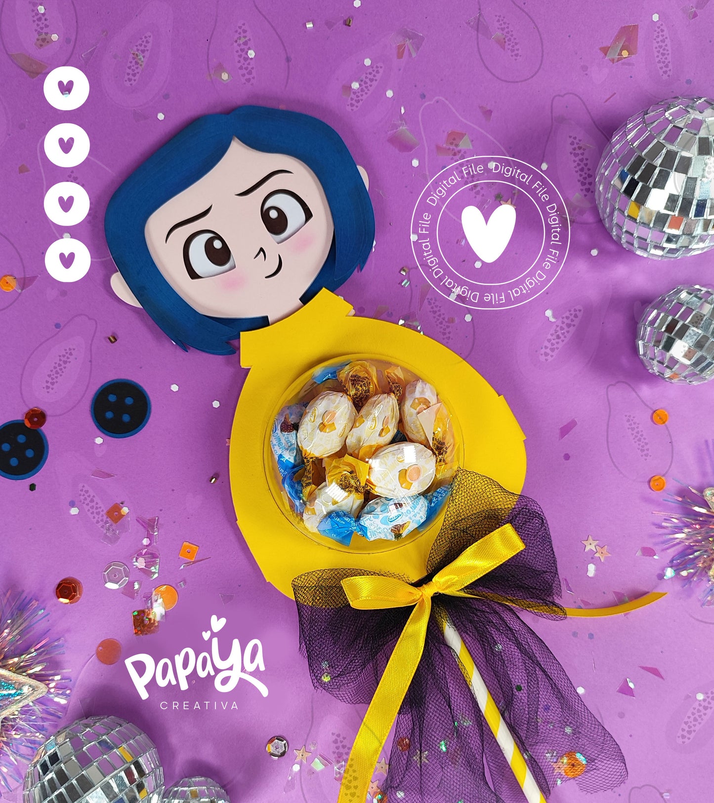 Coraline Candy Holder (DIGITAL FILE)Dome size 8cm/ Open and close system