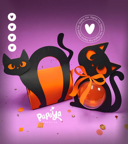 Black Cat Candie holder + Box Set (DIGITAL FILE) svg/studio