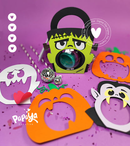 Halloween bag with 5 interchangeable characters (DIGITAL FILE) svg/studio
