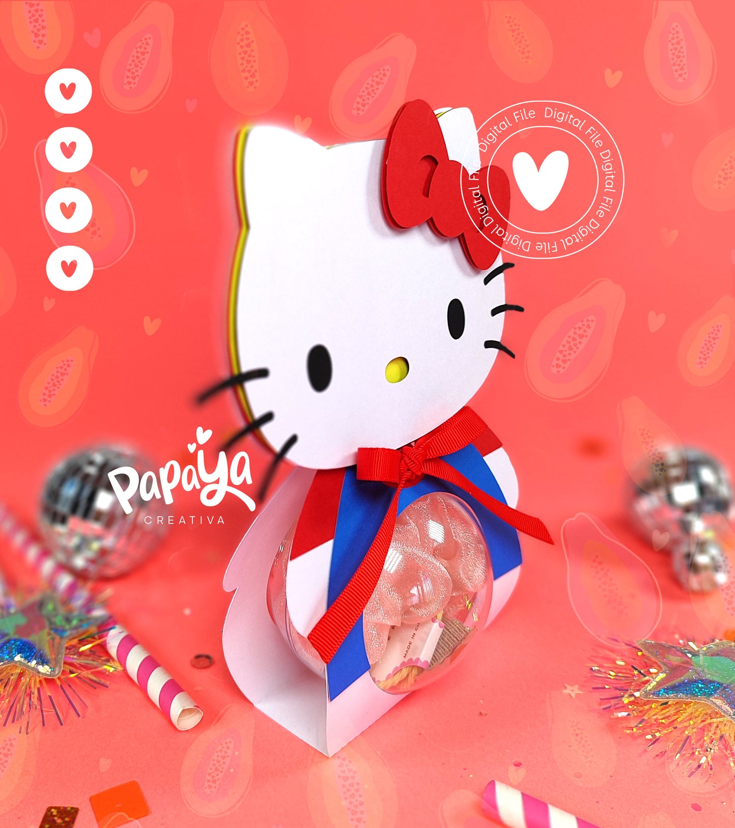 Adorable Kitty DIGITAL FILE Ornament holder/ ball size 8cm/ open and close system