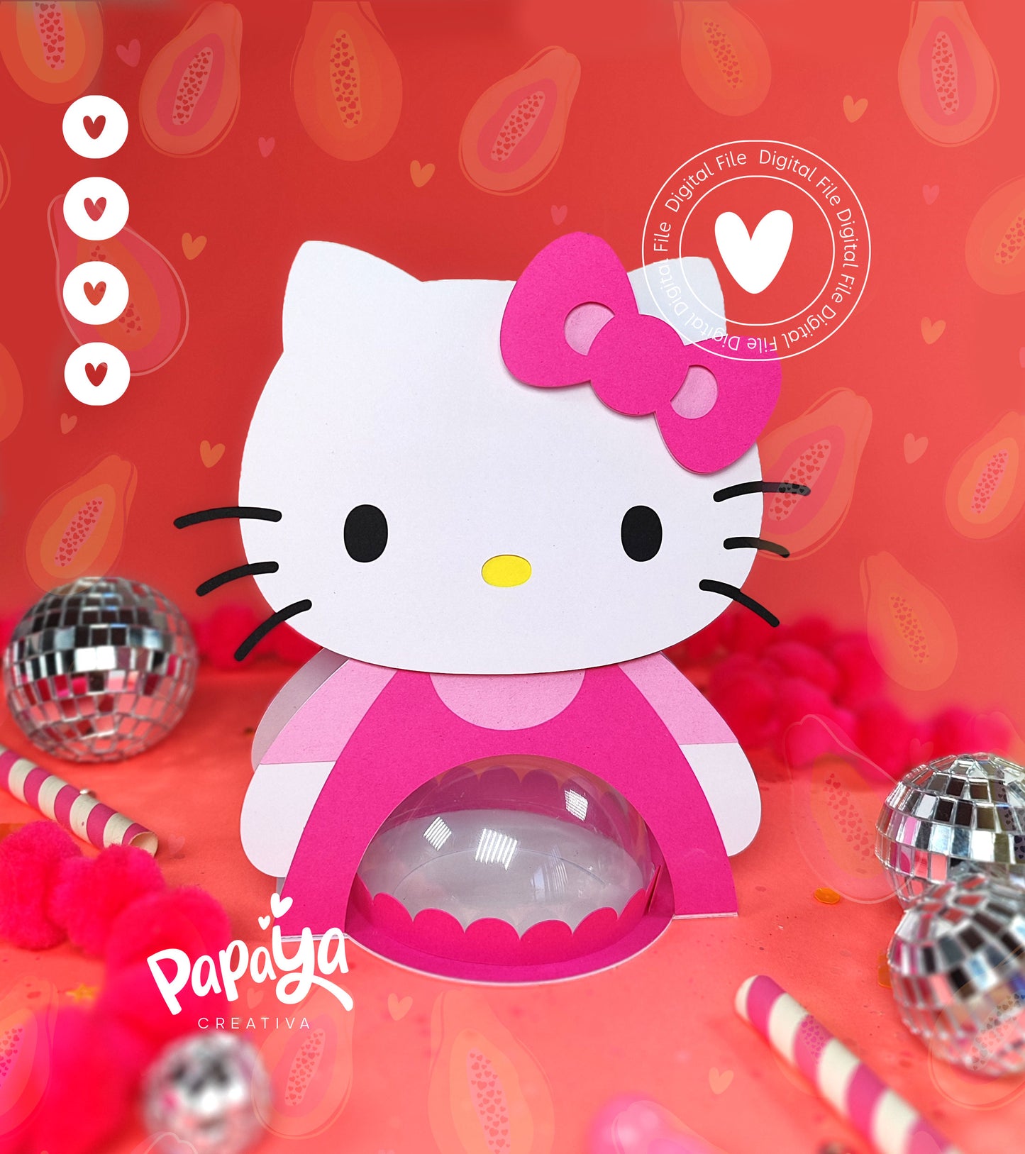 Beauty Kitty DIGITAL FILE Candy holder/ dome size 8cm/ open and close system