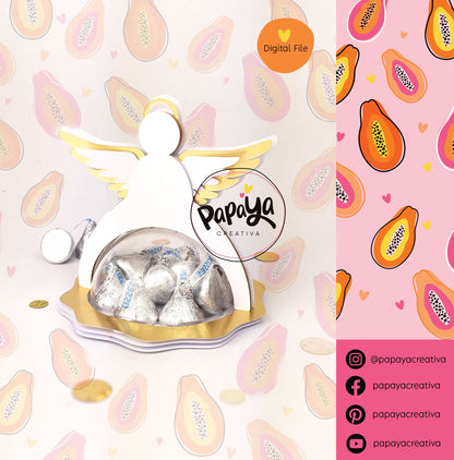 Religious Angel DIGITAL FILE Candy Holder / dome size 8cm *dashed lines to open for sweets*