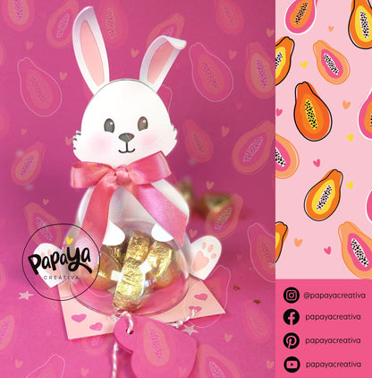 Lovely Bunny DIGITAL FILE Candy Holder / Dome size 8cm/ Open and close system envelope
