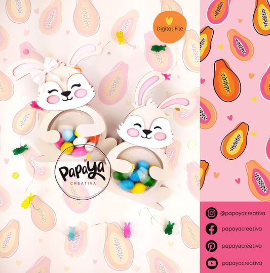 Cut File Adorable Rabbits Set Candy Holder/ Dome size 8cm