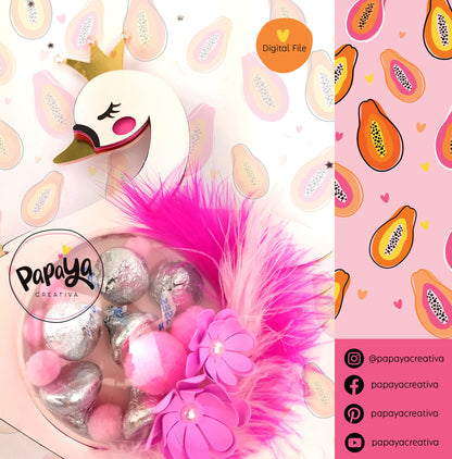 Adorable Swan DIGITAL FILE Candy Holder / Baby Girl / Dome size 8cm *dashed lines to open for sweets*