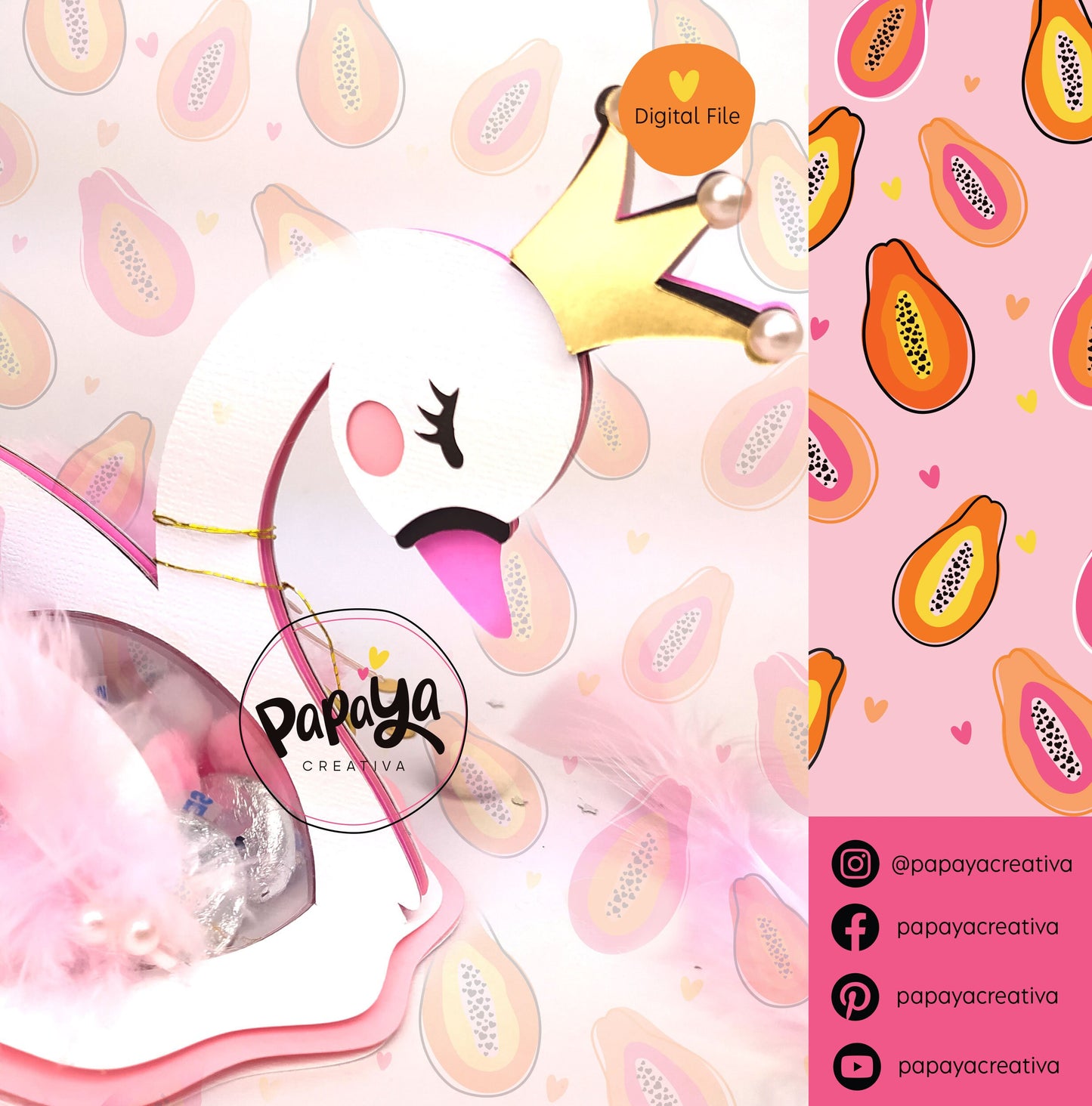 Swan DIGITAL FILE Candy Holder / Dome size 8cm *dashed lines to open for sweets*