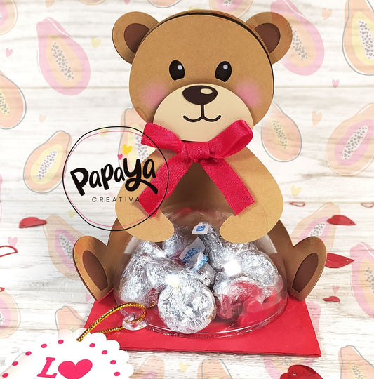 San Valentin Bear DIGITAL FILE Candy Holder/ Dome size 8cm/ envelope open and close system