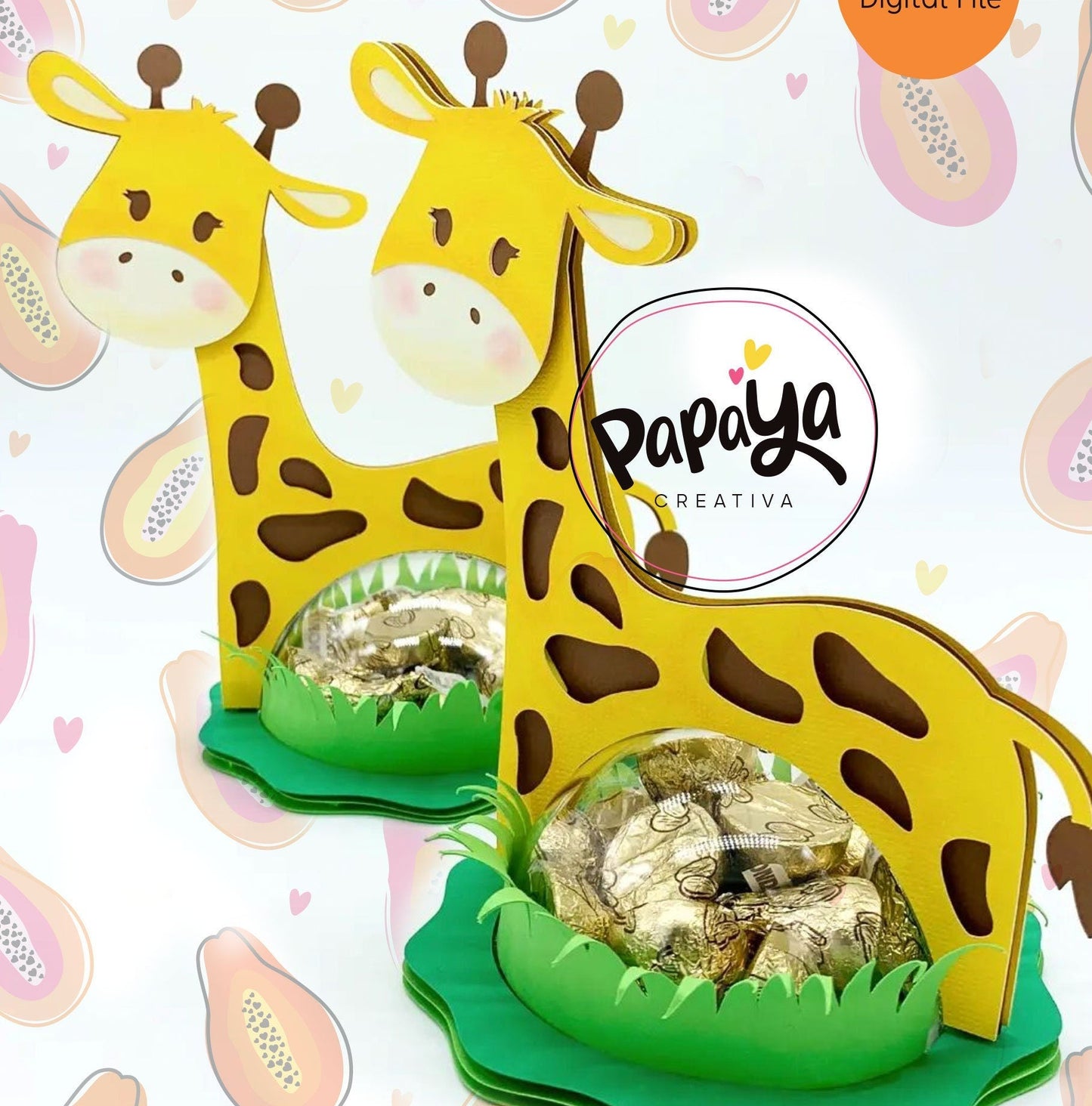 Giraffe DIGITAL FILE Candy holder / Dome size 8cm / Open and Close System