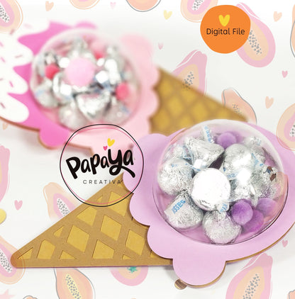 Ice Cream Set DIGITAL FILE Candy holder / dome size 8cm *dashed lines to open for sweets*