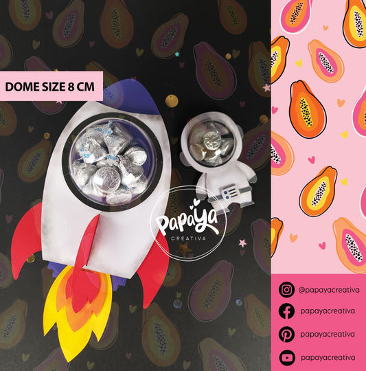 Space Set (rocket & astronaut) DIGITAL FILES Candy Holder Dome size 8cm/ open and close system