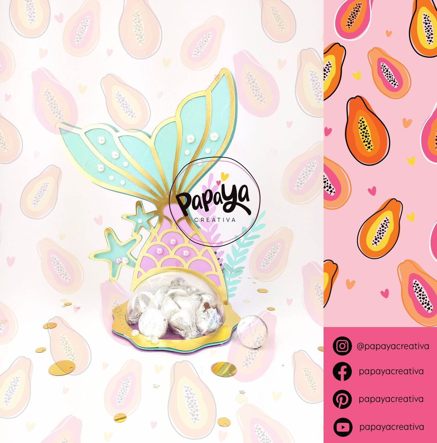 Under the Sea DIGITAL FILES Candy Holder / Dome size 8cm *dashed lines to open for sweets*