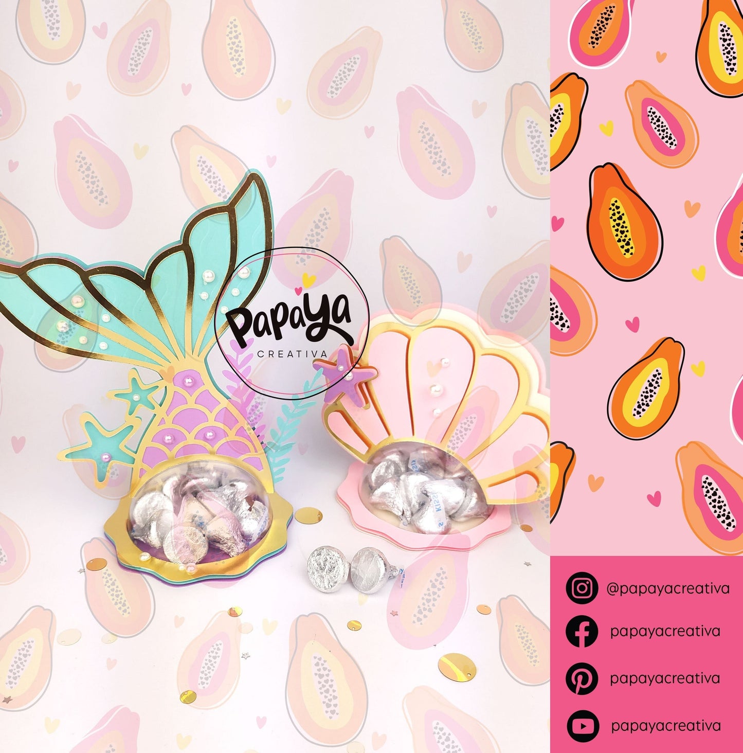 Under the Sea DIGITAL FILES Candy Holder / Dome size 8cm *dashed lines to open for sweets*