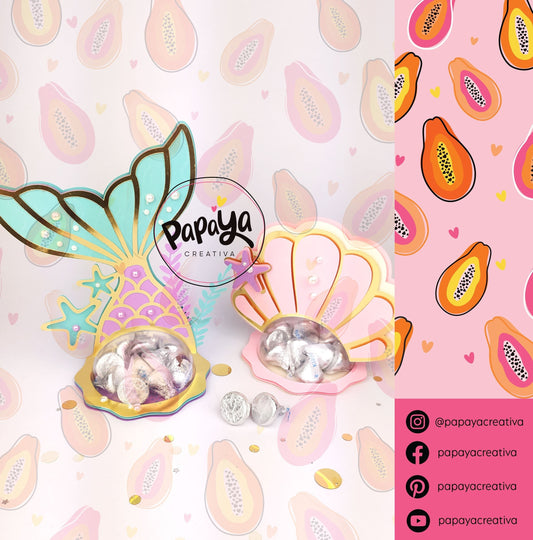 Under the Sea DIGITAL FILES Candy Holder / Dome size 8cm *dashed lines to open for sweets*