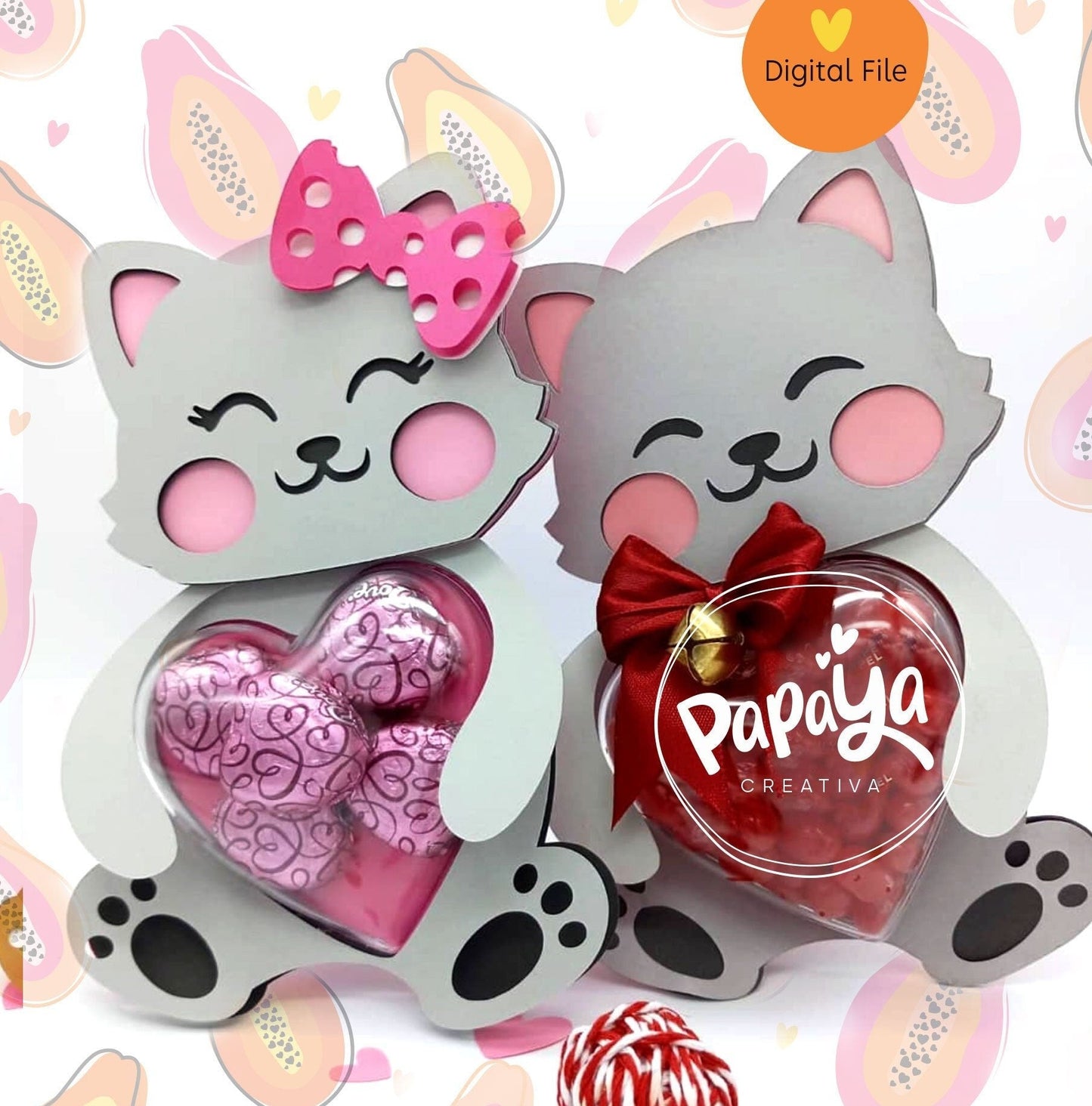 Love Kittens Candy holder/ Heart size 8cm
