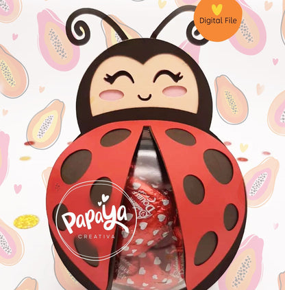 LadyBug DIGITAL FILE Candy holder / dome size 8cm *dashed lines to open for sweets*