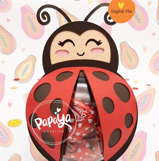 LadyBug DIGITAL FILE Candy holder / dome size 8cm *dashed lines to open for sweets*
