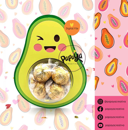 Sweet Avocado DIGITAL FILE Candy Holder/ Dome size 8cm *dashed lines to open for sweets*