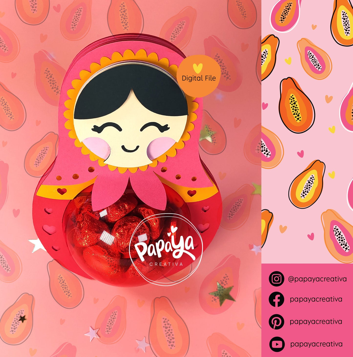 Matrioshka DIGITAL FILE Candy Holder / Dome size 8cm/ Open and close system / Discontinue lines