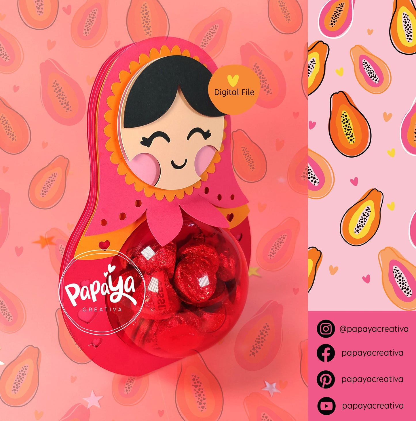 Matrioshka DIGITAL FILE Candy Holder / Dome size 8cm/ Open and close system / Discontinue lines