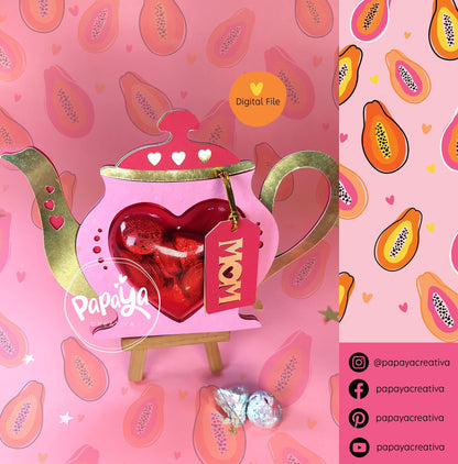 Cut File Happy Mothers Day (kettle) Candy holder/ Heart size 8cm / Open and close system