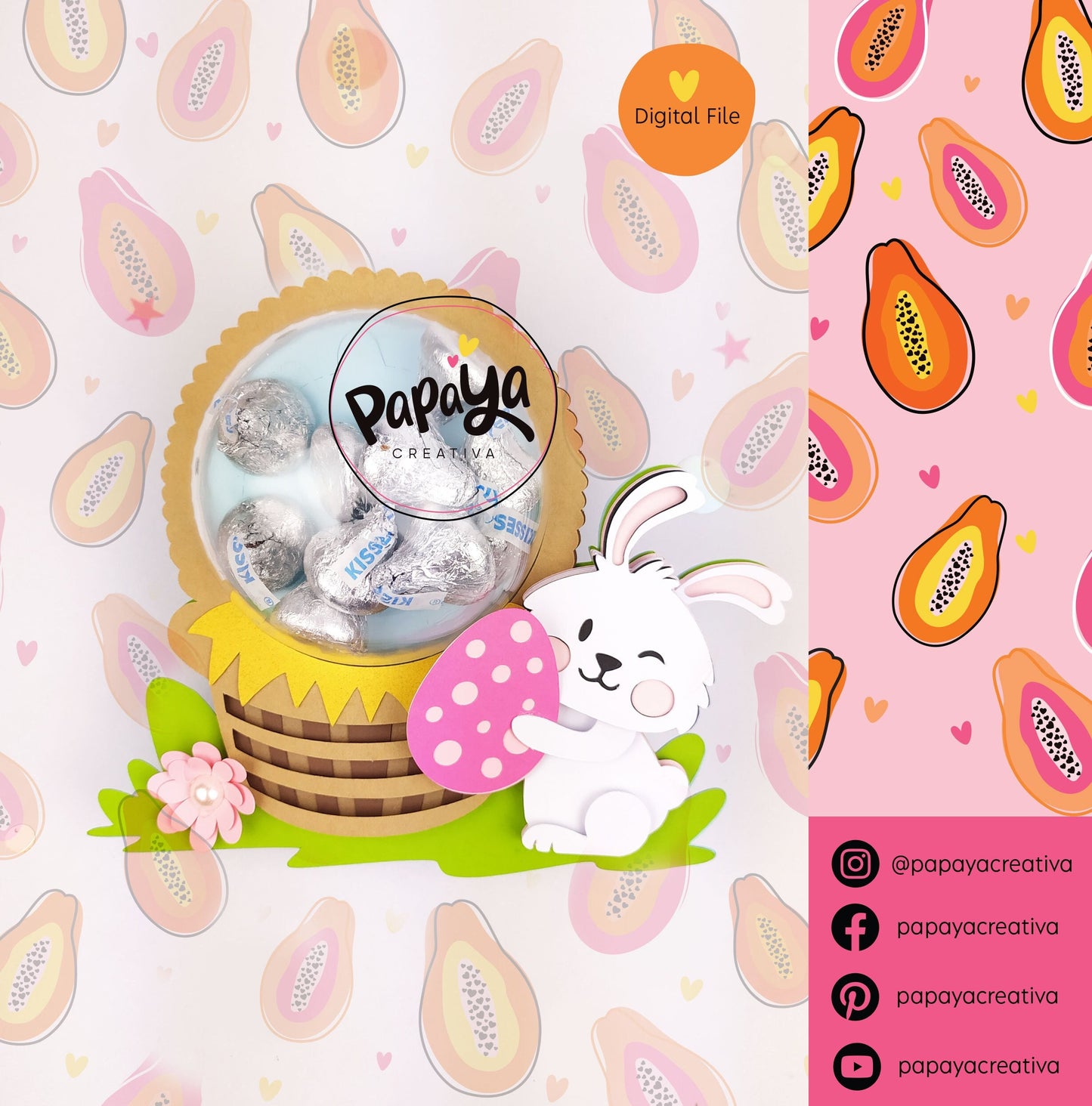 Cut File Bunny basket Candy Holder/ Dome size 8cm