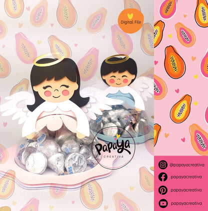 Little Set Angels DIGITAL FILE Candy Holder / Dome Size 8cm *dashed lines to open for sweets*