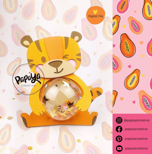 Tiger DIGITAL FILE Candy holder / Dome size 8cm *dashed lines to open for sweets*