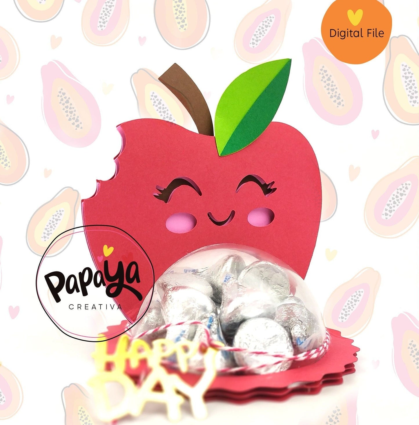Lovely Apple DIGITAL FILE Candy Holder / Dome size 8cm