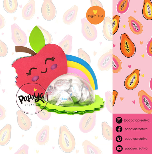 Teacher's Day Apple DIGITAL FILE Candy holder/ Dome size 8cm *dashed lines to open for sweets*