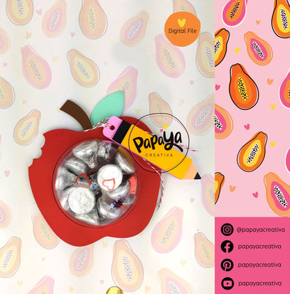 Apple DIGITAL FILE Candy Holder/ Dome size 8cm *dashed lines to open for sweets*