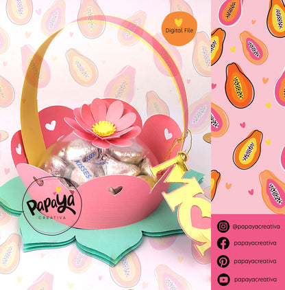 Basket for Mom DIGITAL FILE / Candy Holder / Dome size 8cm *dashed lines to open for sweets*