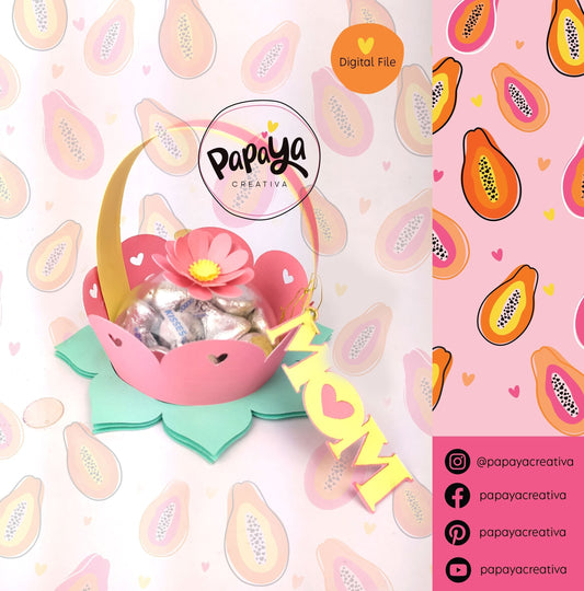 Basket for Mom DIGITAL FILE / Candy Holder / Dome size 8cm *dashed lines to open for sweets*