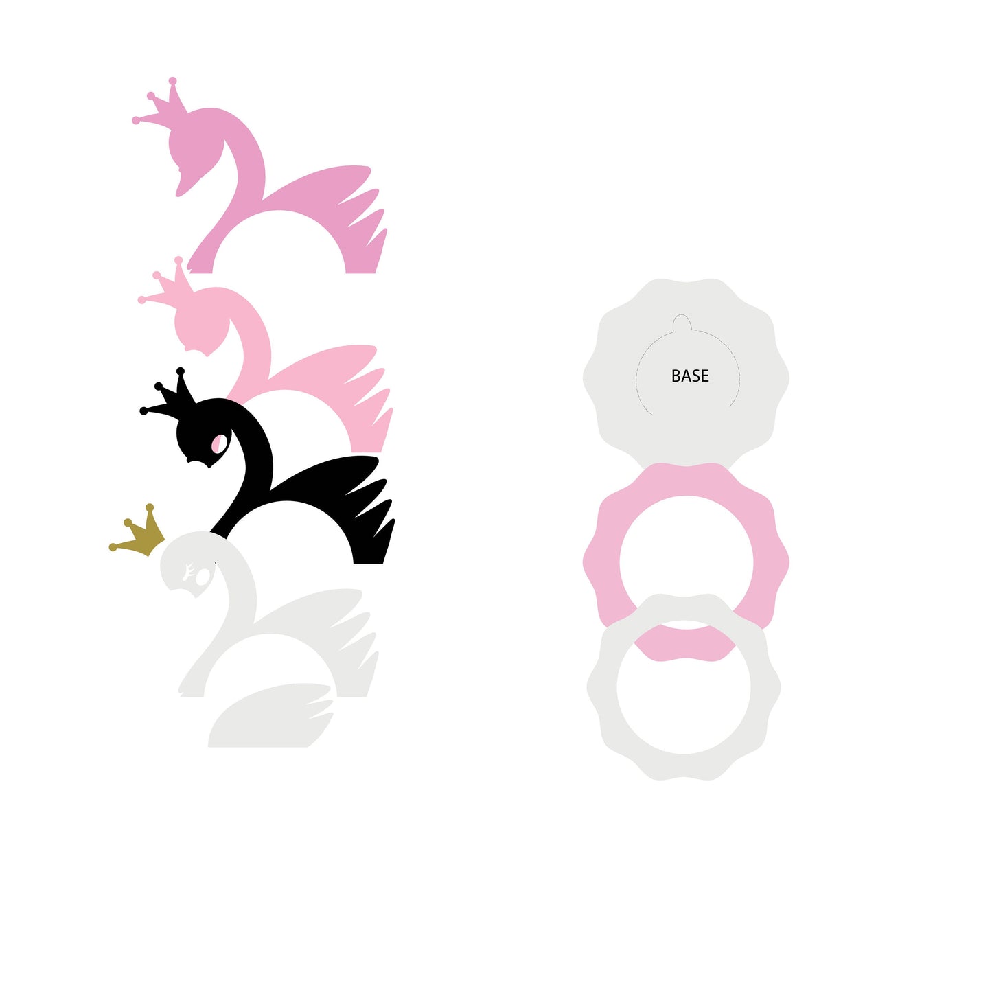 Swan DIGITAL FILE Candy Holder / Dome size 8cm *dashed lines to open for sweets*