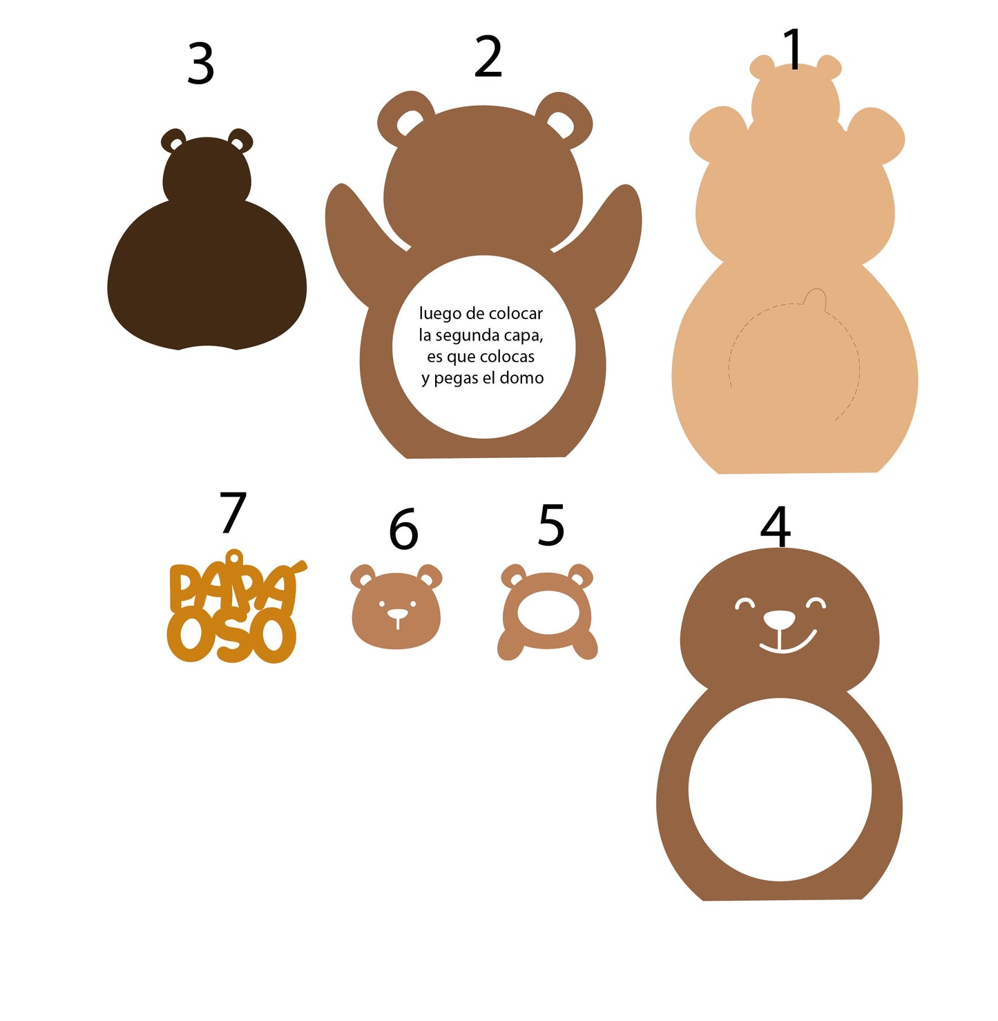 Best Dad and Papa Bear DIGITAL FILE Candy holder / Dome size 8cm *dashed lines to open for sweets*