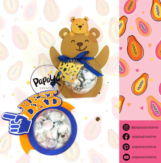Best Dad and Papa Bear DIGITAL FILE Candy holder / Dome size 8cm *dashed lines to open for sweets*