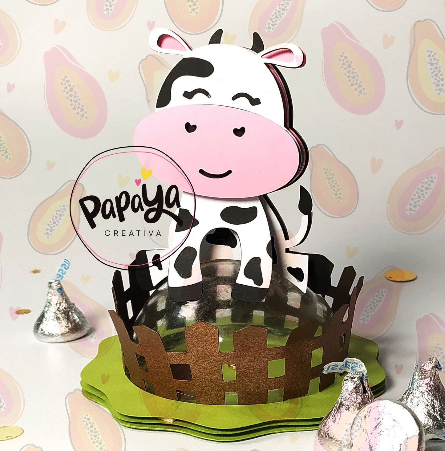 Adorable Cow Candy holder / Dome size 8cm/ Open and Close system