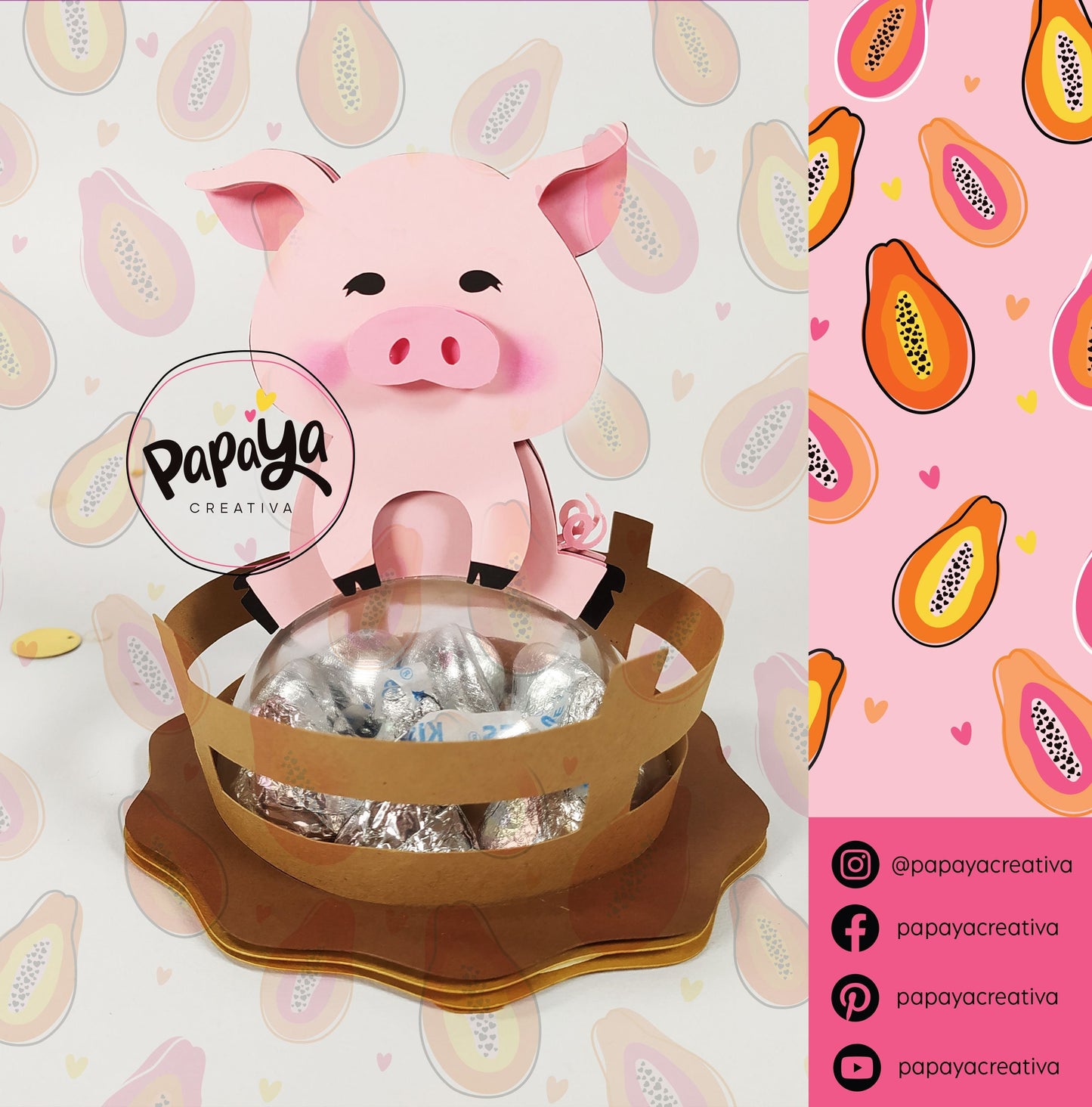 Cut File Cute Pig Candy holder / Dome size 8cm/ open and close system