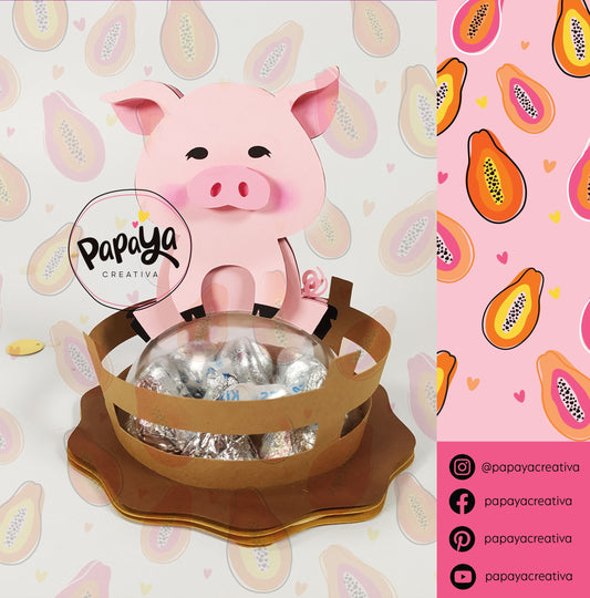 Cut File Cute Pig Candy holder / Dome size 8cm/ open and close system