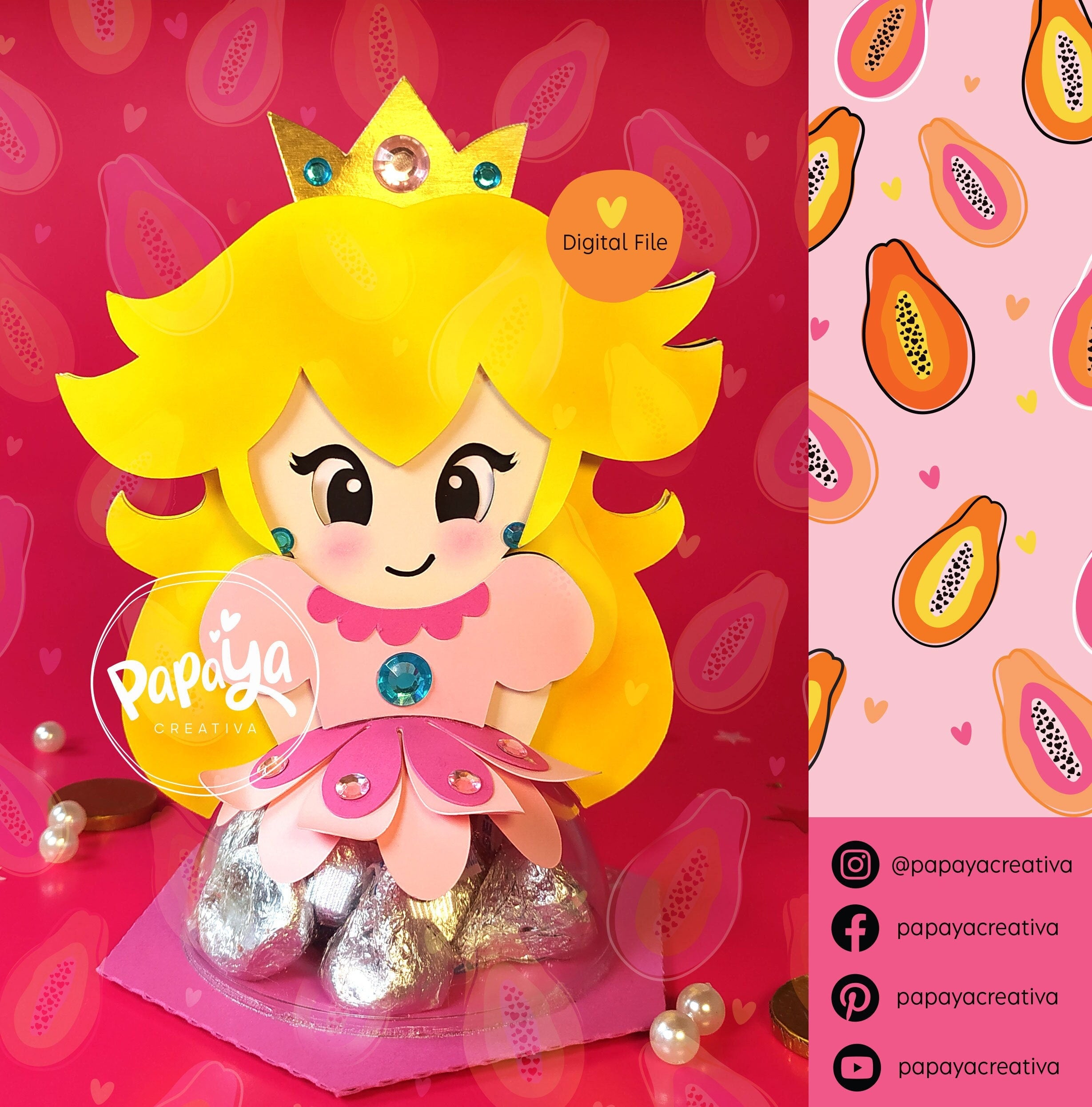 Princess P DIGITAL FILE Candy Holder / Dome Size 8cm / Flower Open and ...