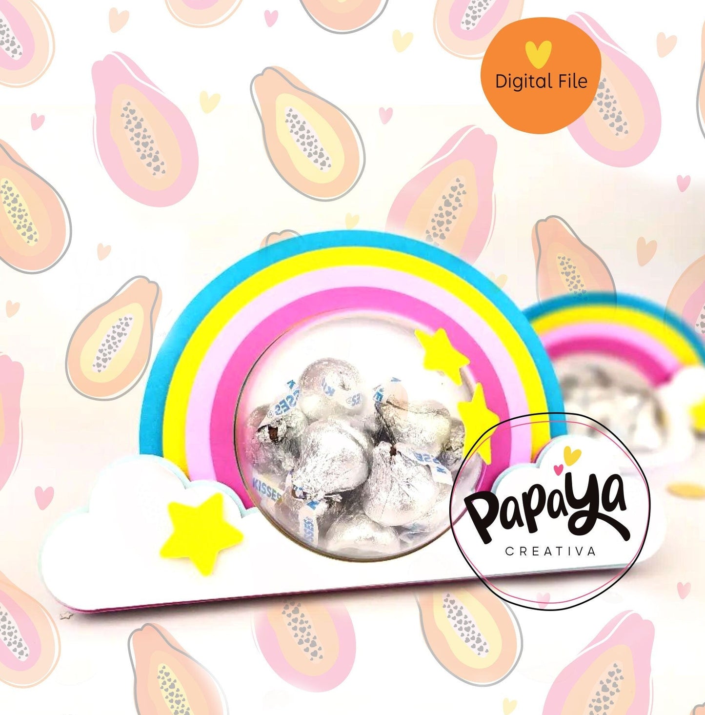 Rainbow DIGITAL FILE Candy Holder Set / Dome size 8cm *dashed lines to open for sweets*