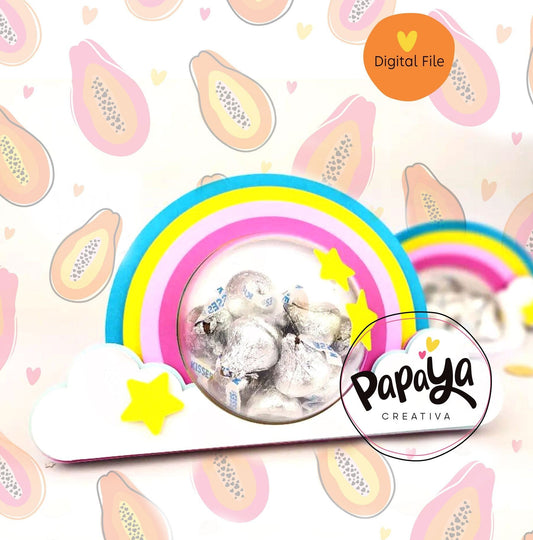 Rainbow DIGITAL FILE Candy Holder Set / Dome size 8cm *dashed lines to open for sweets*