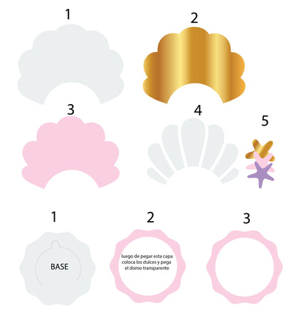 Under the Sea DIGITAL FILES Candy Holder / Dome size 8cm *dashed lines to open for sweets*